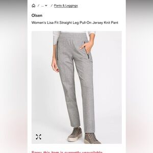 Olsen Women’s Lisa Fit Straight Leg Pull-On Jersey Knit Pant. EUC Size XS/4